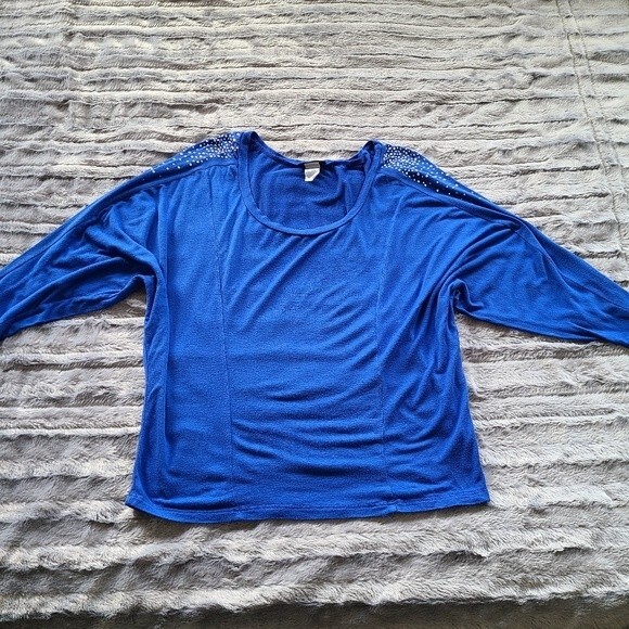 Venus Sparkle Shoulder Top - Blue - Picture 2 of 9